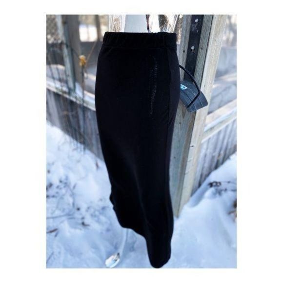 UK2LA Black Maxi Skirt Stretch Flare Sz M - Picture 3 of 5